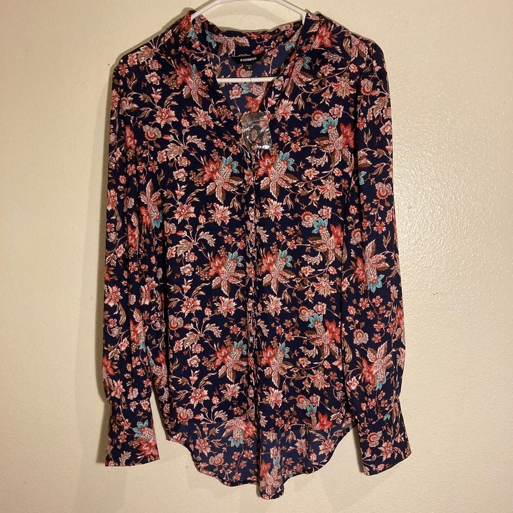 Express Floral Blouse Button-down Top